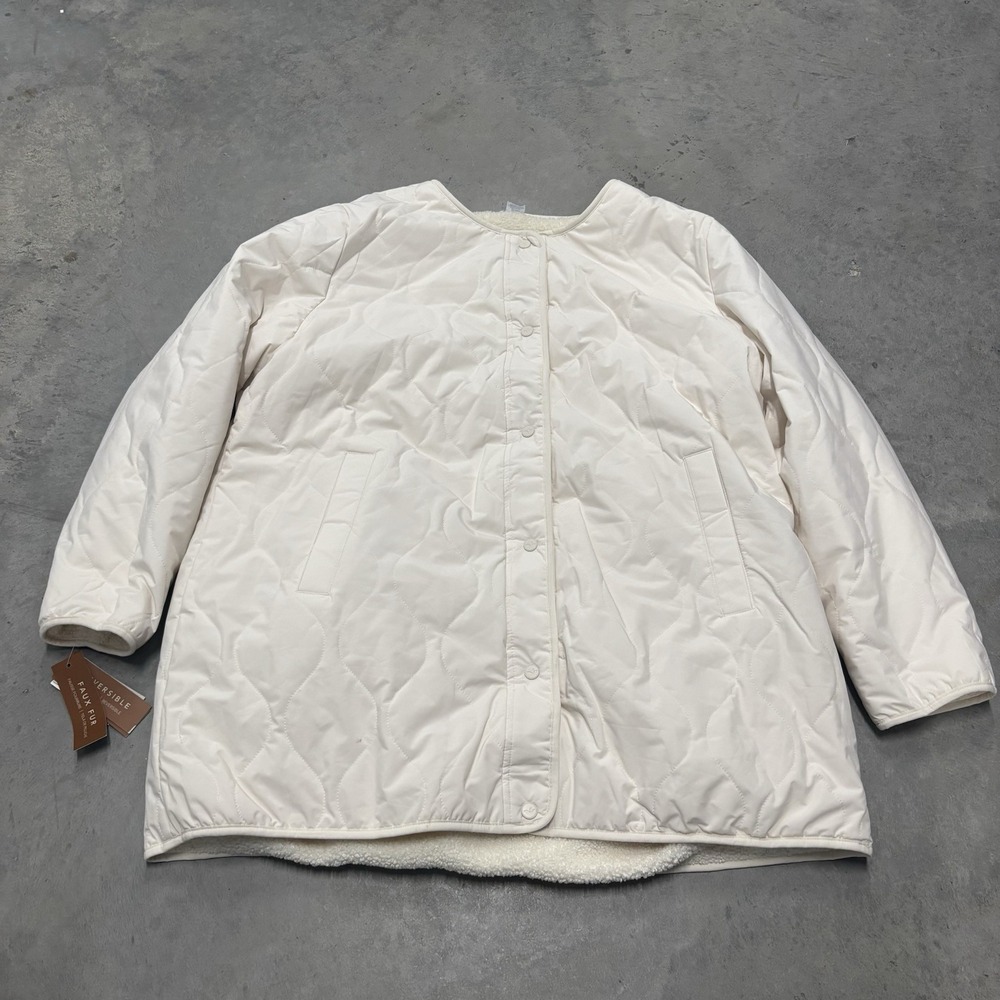 NWT UGG Koolaburra Women's Puffer‎ Jacket Reversible Sherpa Fleece Sz XXL Cream